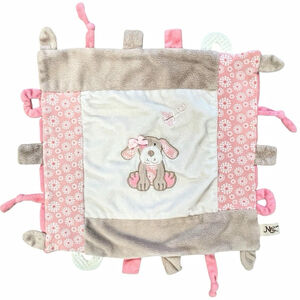 Maison Chic Baby Pink Puppy Dog Lovey Knotted Crinkle Security Blanket Teether
